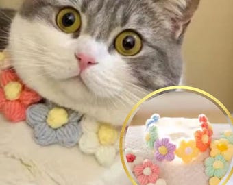 Crochet Wool Pet Collar: Handmade Kawaii Flower Necklace