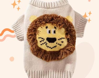 Lion Knitted Pet Jumper: Dog Cat Sweater