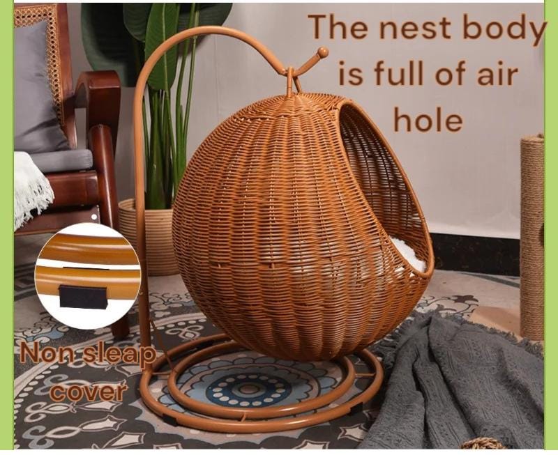 Pet Rocker Bed Rattan Pet Bed, Rocking Cat and Dog Kennel With Mat - Etsy