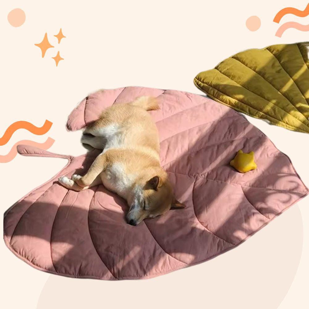 Leaf Dog Mat: Soft Cotton Pet Bed, Washable Floor Pad