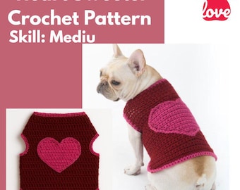 Crochet Dog Sweater Pattern, Heart Design (PDF Pattern)