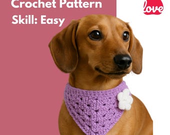 Padrão de bandana de crochê para cachorro, inglês americano, raça pequena (padrão digital)