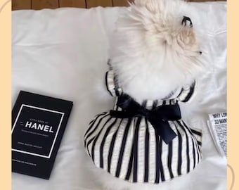 Pinstripe Ruffle Dog Dress: Summer Pet Clothes