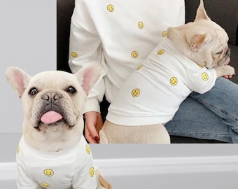 Matching Dog & Owner Hoodie Set: Embroidered Smiling Face Cotton Sweaters