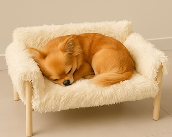 Minimalist Elevated Pet Sofa: Modern Cat & Small Dog Bed