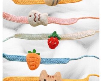 Crochet Cat Collar: Handmade Adjustable Wool Kawaii Pet Necklace