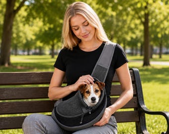 Pet Sling Carrier for Small Dogs & Cats, Hands Free Dog Carrier Bag, Breathable Mesh Puppy Sling, Adjustable Travel Shoulder Bag
