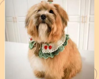 Crochet Cherry Cat Collar: Adjustable Small Dog Necklace