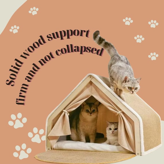 Modern Cat Tent Bed: Scratching Board & Warm Cat Cave