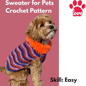 Sweater Crochet Pattern, Dog Sweater Crochet Pattern, Crochet Cat Sweater Pattern,  Jacket For Cat, Dog Coat Pattern, Easy Crochet Pattern