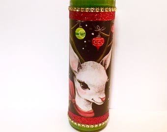 Kitschy Reindeer vintage inspired Custom Candle Christmas