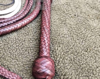 Handgemachte Bullwhip aus pflanzlich gegerbtem Ziegenleder: Indiana Jones Style