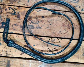 Pflanzlich gegerbtes Ziegenleder Black Bullwhip, 3 ft bis 14 ft Indiana Johns Bullwhip von Profiqualität