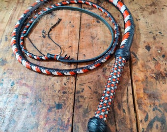 Handgefertigte Bullwhip aus Rindsleder - mehrfarbig, 12/16 Plait, 1,5 - 3,5 m, Australian Style