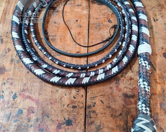 Cowhide Leather Multi-Color Bullwhip – 4ft to 12ft | Australian Style Professional Whip