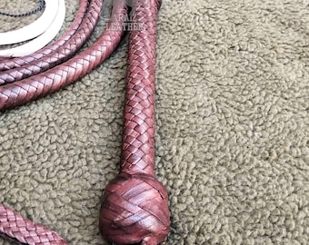 Handmade Kangaroo Leather Bullwhip: Brandy Color, Indiana Jones Style