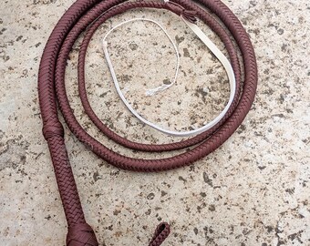Handmade Brown Paracord Bullwhip – 4ft to 12ft Nylon Whip Professional Hand-Braided Paracord Whip for Target Cracking & Outdoor Training