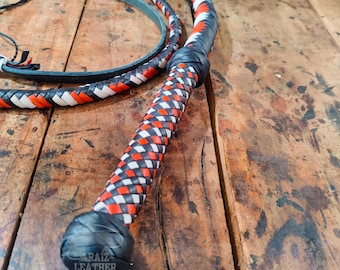 Handmade Kangaroo Leather Bullwhip – Multi-Color, 12/16 Plait, 4–12 ft Australian Style
