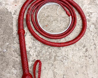 Handcrafted Whiskey Brown Cowhide Leather Bullwhip, 3ft to 14ft Indiana Jones Inspired Professional Whip