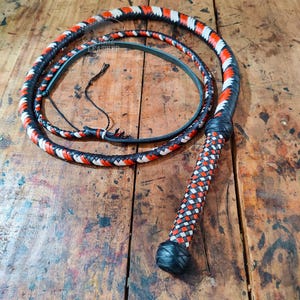 Kangaroo Hide Leather Bullwhip – Multi Color, 4ft to 12ft, 12/16 Plait