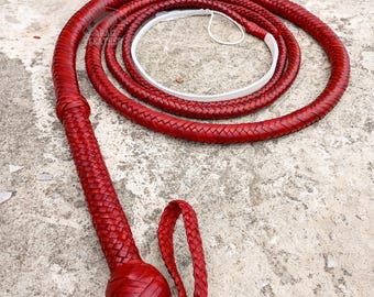 Handgefertigte Whiskey Brown Ziegenleder Bullwhip, 4 ft bis 12 ft Indiana Jones inspirierte professionelle Peitsche