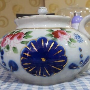 Vintage Hand-Painted Porcelain Teapot | Floral & Gold Accents | Circa 1920s–1950s