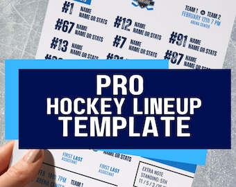 hockey lineup template, printable hockey roster, digital hockey sheet, hockey coach template, Hockey Line Chart Template for Canva