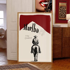 Retro Marlboro Druck, Vintage Zigarette Western Poster Art, klassisches Werbeplakat, Tabak Ephemera Sofortiger digitaler Download