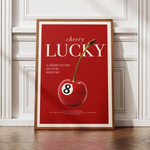 "Rote 8 Ball Pool ""Kirsche"" Retro Wandkunst - Vintage Billard Druck - Rockabilly Ästhetisches Dekor - Y2K Wohnung Dekor Digitaler Download." Bild 2