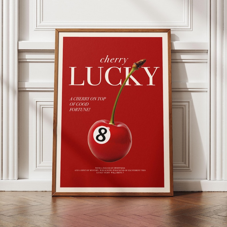 "Rote 8 Ball Pool ""Kirsche"" Retro Wandkunst - Vintage Billard Druck - Rockabilly Ästhetisches Dekor - Y2K Wohnung Dekor Digitaler Download." Bild 2