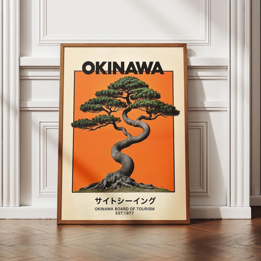 Orange Okinawa Wall Art, Japan-inspired Travel Print, Ryukyu