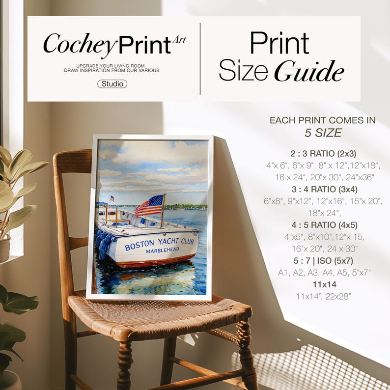 Watercolor Yacht American Flag Printable Art, Nautical Coastal Wall Art ...
