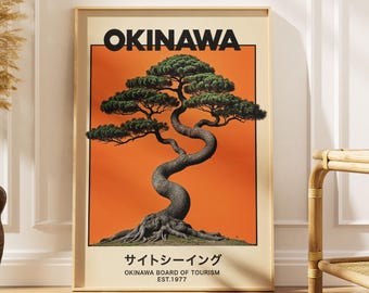 Orange Okinawa Wall Art, Japan-inspired Travel Print, Ryukyu