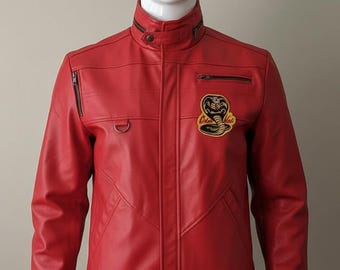 Cobra Kai The Karate Kid Red and Black Leather Jacket