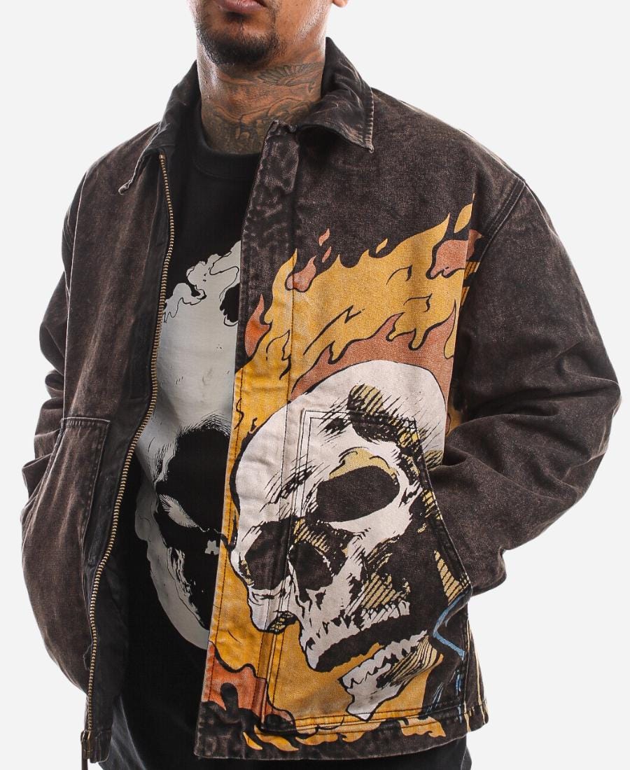 HUF X Marvel Style Ghost Rider Denim Jacket - Etsy