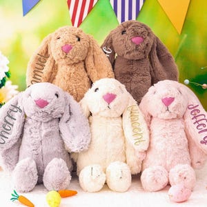 Embroidered Easter Bunny Rabbit Toy,Personalized Plush Bunny Rabbit,Monogrammed Soft Bunny With Name,Newborn Baby Gifts,Easter Gift For Kids