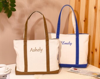 Geborduurde canvas draagtas, gepersonaliseerd bruidsfeestcadeau