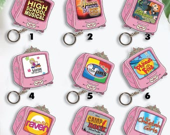 Disney Channel Movie Television Keychain, Disneyland Keychain, Disney Channel High School Musical Hannah Montana Lizzie McGuire Keychain