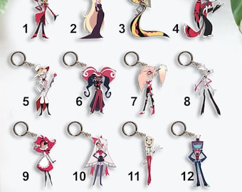 Hazbin Hotel All Characters Keychain, Alastor Keychain, Charlie Angel Dust, Hazbin Hotel Valentine Gift, Gift For Her, Gift For Him