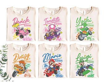 All Characters Super Mario Kart Shirt: Personalized The Super Mario Kart Bros Movie, Mario Epic Universe Family Shirt, Mario Birthday Shirt