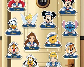 Personalized All Characters Disney Cruise Ship Family Magnet, First Disney Trip Magnet, Mickey and friends Stitch Princess Pooh Chip n Dale