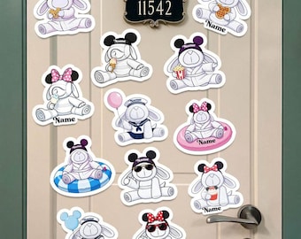 Personalized Towel Animal Snack Drink Disney Cruise Magnet, Evie the Towel Animal Plush Dog Decor Sign, Family Cruise Ship Stateroom Door