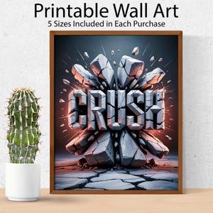 Motivational Gym Wall Art – Stone Typography Fitness Printable, Gym Poster, Inspirational Decor, Digital Download 217