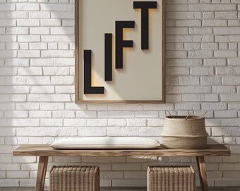 LIFT Gym Printable Wall Art | Clean Minimal Workout Poster for Strength and Motivation | Digital Download 145