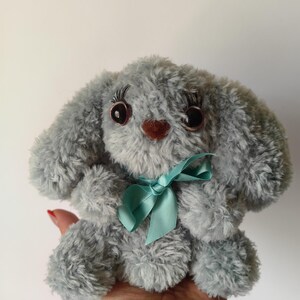 Crochet bunny toy  Handmade plush bunny Soft stuffed plush toy  Baby gift toy  Baby room decor Amigurumi bunny Nursery decor Bluish gray toy
