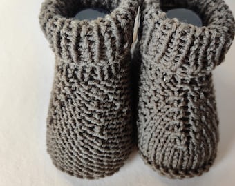 Hand-knitted merino wool baby booties  Soft newborn shoes  Handmade baby gift
