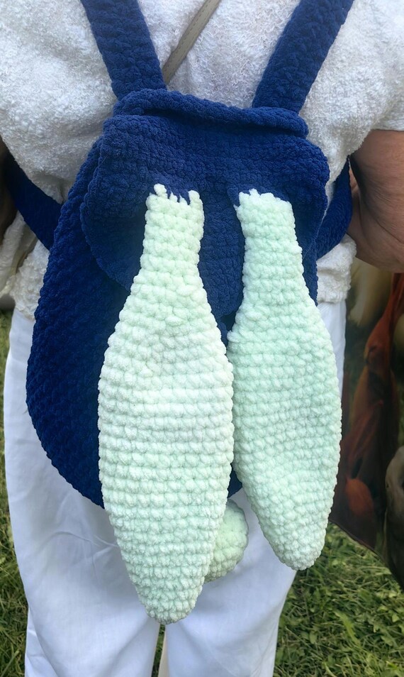 Handmade Crochet Bunny Backpack | Plush Animal Bag With Long  display picture 2