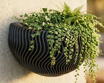 Wave Wall Planter STL File | 3D Print Outdoor Indoor Pot | Hanging Planter Pot