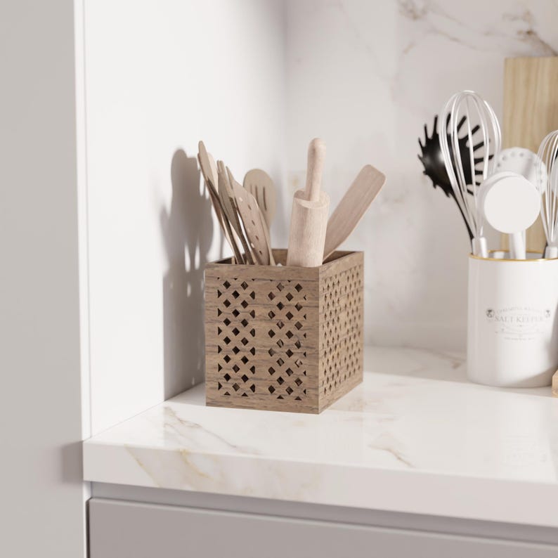 3D Printable Kitchen Utensils Holder – Modern Countertop Organizer STL ...