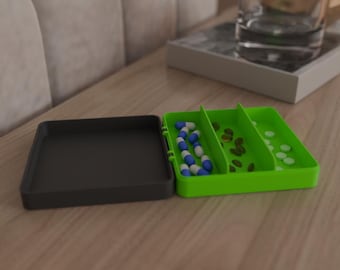 3D Printable Pill Box Organizer – Travel Medicine Case with Compartments | Digital STL File